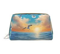 Seagulls by The Sea, trousse portatile in pelle per cosmetici, articoli da toeletta e oggetti essenziali quotidiani, bianco, Taglia unica
