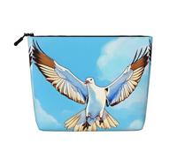 Seagulls in Flight - Borsa per il trucco in finta canapa, da donna, in poliestere resistente all'acqua, con cerniera, grande borsa da viaggio per cosmetici