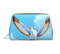 Seagulls In Flight Leather - Borsa per trucchi portatile grande, in pelle PVC, chiusura con cerniera, borsa da viaggio per articoli da toeletta, borsa da viaggio, bianca, taglia unica, bianco, Taglia