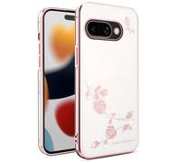 SEAHAI Cover per Google Pixel 9A, Custodia Ultra Sottile ed Trasparente in Silicone TPU Bumper Morbido, Brillantini Fiore Motivo Design Antiurto Donna Case - Rosa