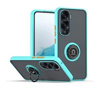 SEAHAI Cover per Honor 90 Lite 5G, Glassato Traslucido Dura PC Protettiva Custodia Silicone TPU Bumper Antiurto AntiGraffio Case con 360° Anello Supporto, Cielo Blu