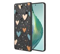 SEAHAI Cover per HONOR Magic 5 Lite 5G, Custodia Ultra Sottile in Silicone Liquido Morbida con Modello Animale di Fiori Carini, Elegante Matte TPU Bumper Antiurto Case - Nero S04