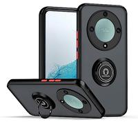 SEAHAI Cover per Honor Magic 5 Lite 5G (Magic5 Lite), Glassato Traslucido Dura PC Protettiva Custodia Silicone TPU Bumper Antiurto AntiGraffio Case con 360° Anello Supporto, Nero Rosso