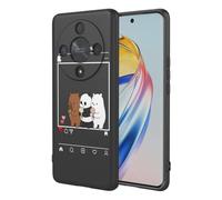 SEAHAI Cover per HONOR Magic 6 Lite 5G / HONOR X9b, Custodia Ultra Sottile in Silicone Liquido Morbida con Modello Animale di Fiori Carini, Elegante Matte TPU Bumper Antiurto Case - Nero S05