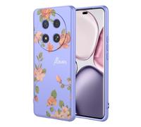 SEAHAI Cover per HONOR Magic 7 Lite 5G, Custodia Ultra Sottile in Silicone Liquido Morbida con Modello Animale di Fiori Carini, Elegante Matte TPU Bumper Antiurto Case - Viola S11
