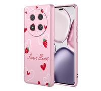SEAHAI Cover per HONOR Magic 7 Lite 5G, Custodia Ultra Sottile in Silicone Liquido Morbida con Modello Animale di Fiori Carini, Elegante Matte TPU Bumper Antiurto Case - Rosa S07