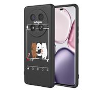 SEAHAI Cover per HONOR Magic 7 Lite 5G, Custodia Ultra Sottile in Silicone Liquido Morbida con Modello Animale di Fiori Carini, Elegante Matte TPU Bumper Antiurto Case - Nero S05