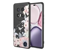 SEAHAI Cover per HONOR Magic 7 Lite 5G, Custodia Ultra Sottile in Silicone Liquido Morbida con Modello Animale di Fiori Carini, Elegante Matte TPU Bumper Antiurto Case - Nero S01