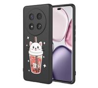 SEAHAI Cover per HONOR Magic 7 Lite 5G, Custodia Ultra Sottile in Silicone Liquido Morbida con Modello Animale di Fiori Carini, Elegante Matte TPU Bumper Antiurto Case - Nero S10