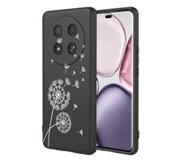 SEAHAI Cover per HONOR Magic 7 Lite 5G, Custodia Ultra Sottile in Silicone Liquido Morbida con Modello Animale di Fiori Carini, Elegante Matte TPU Bumper Antiurto Case - Nero S03