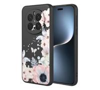 SEAHAI Cover per HONOR Magic 7 Pro 5G, Custodia Ultra Sottile in Silicone Liquido Morbida con Modello Animale di Fiori Carini, Elegante Matte TPU Bumper Antiurto Case - Nero S01