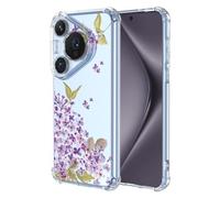 SEAHAI Cover per Huawei Pura 70, Custodia Protettiva Ultra Sottile ed Elegante in Silicone TPU Trasparente, Bello Fiori Colorful Cover Antiurto Case, Fiori di ciliegio
