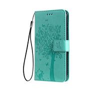 SEAHAI Cover per Motorola Moto G75 5G Portafoglio, Custodia con Bella Foglie e Gatto in Rilievo Design in Pelle Custodia, Antiurto Case Custodia, Verde