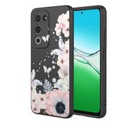 SEAHAI Cover per OPPO A5M / OPPO A5 5G/4G, Custodia Ultra Sottile in Silicone Liquido Morbida con Modello Animale di Fiori Carini, Elegante Matte TPU Bumper Antiurto Case - Nero S01