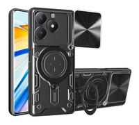 SEAHAI Cover per Realme C63/Realme C61/Realme Note 60/Realme Note 60X, [Militare Anti-Caduta] Silicone Ultra Sottile Stile Fresco Custodia, con Metallo Supporto e Protezione Fotocamera - Nero