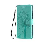 SEAHAI Cover per Vivo X200 FE 5G Portafoglio, Custodia con Bella Foglie e Gatto in Rilievo Design in Pelle Custodia, Antiurto Case Custodia, Verde