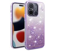 SEAHAI Cover per Xiaomi Redmi 12C, Colore Gradiente Brillantini Fiore Motivo Design Ultra Sottile Morbido Silicone TPU Bumper Antiurto Custodia Donna Case Cover - Viola