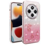 SEAHAI Cover per Xiaomi Redmi 14C / Xiaomi Redmi A4 / POCO C75, Colore Gradiente Brillantini Fiore Motivo Design Ultra Sottile Morbido Silicone TPU Bumper Antiurto Custodia Donna Case Cover - Rosa