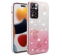 SEAHAI Cover per Xiaomi Redmi Note 11 Pro+ Plus 5G, Colore Gradiente Brillantini Fiore Motivo Design Ultra Sottile Morbido Silicone TPU Bumper Antiurto Custodia Donna Case Cover - Rosa