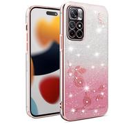 SEAHAI Cover per Xiaomi Redmi Note 11S 5G / Xiaomi Poco M4 Pro 5G, Colore Gradiente Brillantini Fiore Motivo Design Ultra Sottile Morbido Silicone TPU Bumper Antiurto Custodia Donna Case Cover - Rosa