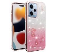 SEAHAI Cover per Xiaomi Redmi Note 12 Pro 4G/Redmi Note 11 Pro, Colore Gradiente Brillantini Fiore Motivo Design Ultra Sottile Morbido Silicone TPU Bumper Antiurto Custodia Donna Case Cover - Rosa