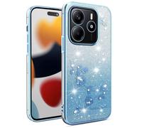 SEAHAI Cover per Xiaomi Redmi Note 14 4G, Colore Gradiente Brillantini Fiore Motivo Design Ultra Sottile Morbido Silicone TPU Bumper Antiurto Custodia Donna Case Cover. Blu