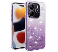 SEAHAI Cover per Xiaomi Redmi Note 14 4G, Colore Gradiente Brillantini Fiore Motivo Design Ultra Sottile Morbido Silicone TPU Bumper Antiurto Custodia Donna Case Cover. Viola