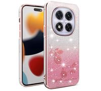 SEAHAI Cover per Xiaomi Redmi Note 14 Pro 4G, Colore Gradiente Brillantini Fiore Motivo Design Ultra Sottile Morbido Silicone TPU Bumper Antiurto Custodia Donna Case Cover - Rosa