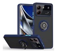 SEAHAI Cover per ZTE Blade A34 / ZTE Blade A54, Glassato Traslucido Dura PC Protettiva Custodia Silicone TPU Bumper Antiurto AntiGraffio Case con 360° Anello Supporto, Blu Reale