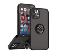SEAHAI Cover per ZTE Blade A35e, Glassato Traslucido Dura PC Protettiva Custodia Silicone TPU Bumper Antiurto AntiGraffio Case con 360° Anello Supporto, Nero