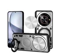 SEAHAI Cover per ZTE nubia Focus 5G / ZTE Blade A75 5G, [Militare Anti-Caduta] Silicone Ultra Sottile Stile Fresco Custodia, con Metallo Magnetico Supporto e Protezione Fotocamera - Argenteo