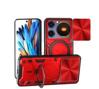 SEAHAI Cover per ZTE nubia Music 4G, [Militare Anti-Caduta] Silicone Ultra Sottile Stile Fresco Custodia, con Metallo Magnetico Supporto e Protezione Fotocamera - Rosso