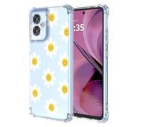 SEAHAI Hülle für OPPO A5X 5G/4G, Bunte Schön Blumen Ultra Dünn Transparent Handyhülle Weich Silikon TPU Bumper Stoßfest Case Schutzhülle - Smiley-Blume