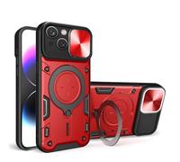 SEAHAI Hülle für OPPO A5X 5G/4G, [Militärische Stoßfest Case] Ultra Dünn PC Schutzhülle Cool Stil Handyhülle mit Kameraschutz und Metall Ring Magnetisch Ständer - Rot