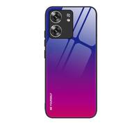 SEAHAI Hülle für OPPO A5X 5G/4G, Ultradünne Gehärtetem Glas Zurück & Weich Silikon TPU Rahmen Handyhülle Farbverlauf Farbe Case Stoßfest Schutzhülle, Buntes Lila