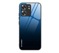SEAHAI Hülle für OPPO A5X 5G/4G, Ultradünne Gehärtetem Glas Zurück & Weich Silikon TPU Rahmen Handyhülle Farbverlauf Farbe Case Stoßfest Schutzhülle, Elegantes Blau