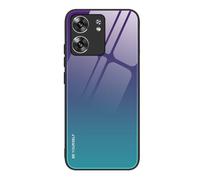 SEAHAI Hülle für OPPO A5X 5G/4G, Ultradünne Gehärtetem Glas Zurück & Weich Silikon TPU Rahmen Handyhülle Farbverlauf Farbe Case Stoßfest Schutzhülle, Farbverlauf Blau