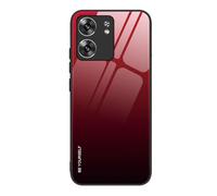 SEAHAI Hülle für OPPO A5X 5G/4G, Ultradünne Gehärtetem Glas Zurück & Weich Silikon TPU Rahmen Handyhülle Farbverlauf Farbe Case Stoßfest Schutzhülle, Elegantes Rot