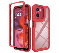 SEAHAI Trasparente Cover per Motorola Moto E15/MOTO G05/MOTO G15/MOTO G15 Power, Rugged Custodia Full Body Antiurto Rigida PC Soft TPU Sottile Bumper Silicone Protettiva Case - Rosso scuro