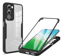 SEAHAI Trasparente Cover per OPPO A5M / OPPO A5 5G/4G, con Protezione Schermo Integrata, 360 ° Completa Protezione Antiurto Rigida PC + TPU Bumper Silicone Custodia - Nero