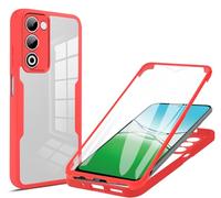 SEAHAI Trasparente Cover per Realme C75 4G / Realme 14X 5G, con Protezione Schermo Integrata, 360 ° Completa Protezione Antiurto Rigida PC + TPU Bumper Silicone Custodia - Rosso