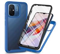 SEAHAI Trasparente Cover per Xiaomi Redmi 12C / Xiaomi Redmi 11A, [Protezione Schermo Integrata] Rugged Custodia Full Body Antiurto Rigida PC + TPU Sottile Bumper Silicone Case - Blu Scuro