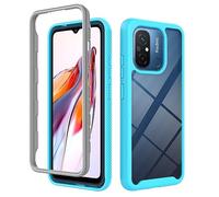 SEAHAI Trasparente Cover per Xiaomi Redmi 12C / Xiaomi Redmi 11A, Rugged Custodia Full Body Antiurto Rigida PC Soft TPU Sottile Bumper Silicone Protettiva Case - Azzurro