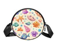 Seahell, borsa a tracolla da donna, piccola borsa a tracolla colorata con cerniera, spallacci regolabili, casual, borsa rotonda