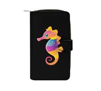 Seahorse Ocean Animal Colorful Womens PU Leather Wallet Long Purse Clutch Organizer per Ufficio Viaggio