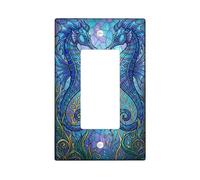 Seahorses - Copertura per interruttore della luce a bilanciere singolo, in plastica blu marina, turbinii di corallo estivo, dimensioni standard, decorazione per nuovo appartamento, casa, camera da
