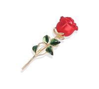Seakuur Spilla floreale elegante a forma di rosa rossa, accessorio per la festa della mamma, Acciaio inossidabile, n/c