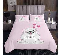 Seal copriletto trapuntato per bambini e ragazzi e ragazze con motivo animali marini trapuntato copriletto trapuntato in microfibra colore: rosa170X230cm