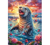 Seal Cub in The Ocean at Sunset Puzzle 300 Pezzi Multicolore Paesaggi Classici Scenery Science Fiction Rompicapo Sfida Difficile Impossibile Giochi Da Tavolo Familiare Regalo Natale 300 PCS