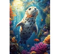 Seal Cub Underwater in A Coral Reef Puzzle 500 Pezzi Rompicapo Rilassante Premium Scenery Science Fiction Antistress Naturale Attività Per Il Benessere Regalo Per Chi Lavora Molto 500 PCS